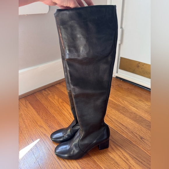 $1446 Ermanno Scervino Croc Effect Block Heel Tall‎ Over the Knee leather boots - Picture 5 of 10